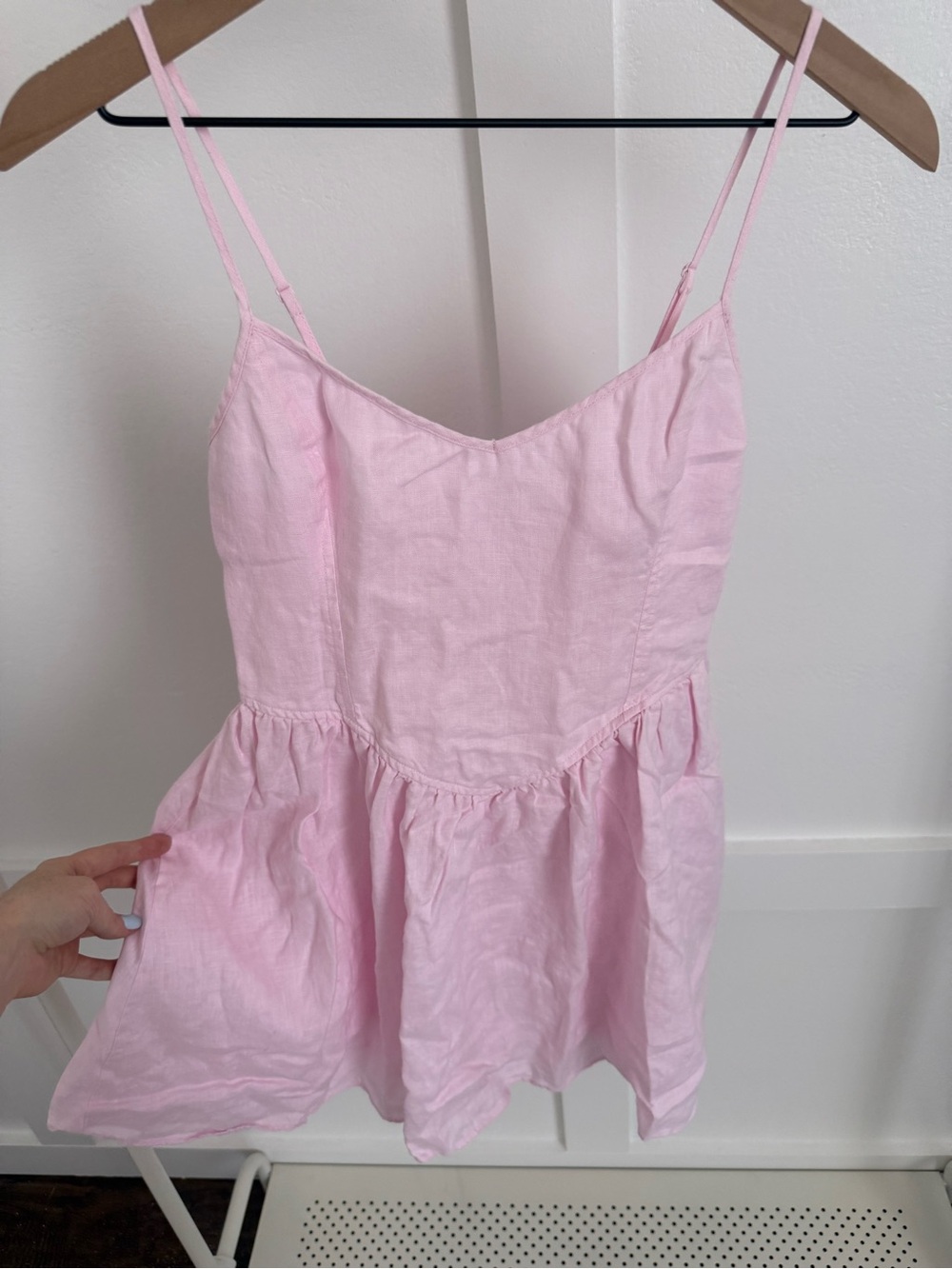 Aritzia Wilfred Technique Linen Mini Dress Pink